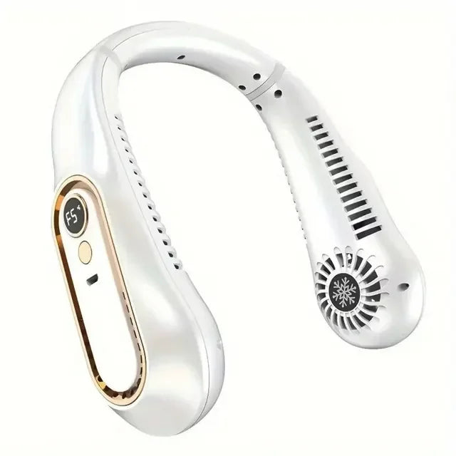Hanging neck fan portable summer air cooler Menopause relieve hot flashes USB cooling fan with 5 speeds and digital displays - super technology and bladeless.