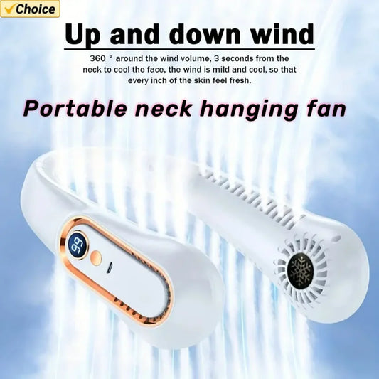 Hanging neck fan portable summer air  cooler  Menopause relieve hot flashes USB cooling fan with 5 speeds and digital displays - super technology and bladeless.